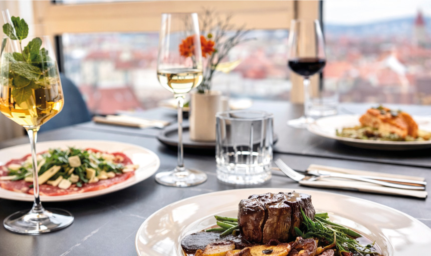 Menü mit Münsterblick